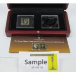 London Mint - two cased Penny Black 170th Anniversary Stamps and 1990 blanked crowns (miniature) and