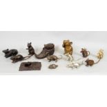 A miscellaneous collection of rodents, principally in bronze, 11cm max (13)