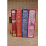 A collection of five Folio Society books with slip cases including The Pink Fairy Book, Grimm's