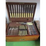 A good mahogany cased canteen of old English flatware for 12