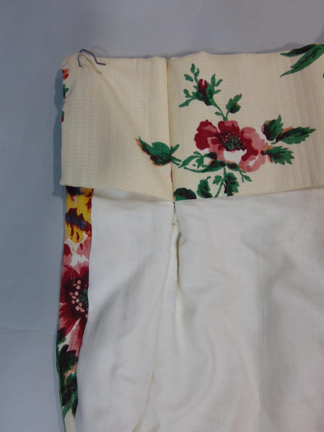 1 pair good quality curtains in floral print with triple pleat heading and blanket lining. Length - Image 3 of 3