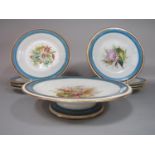 A collection of late 19th century Royal Worcester dessert wares with painted botanical sprays within