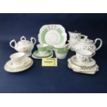 A collection of Grafton China tea wares in the art deco manner comprising teapot and stand, hot