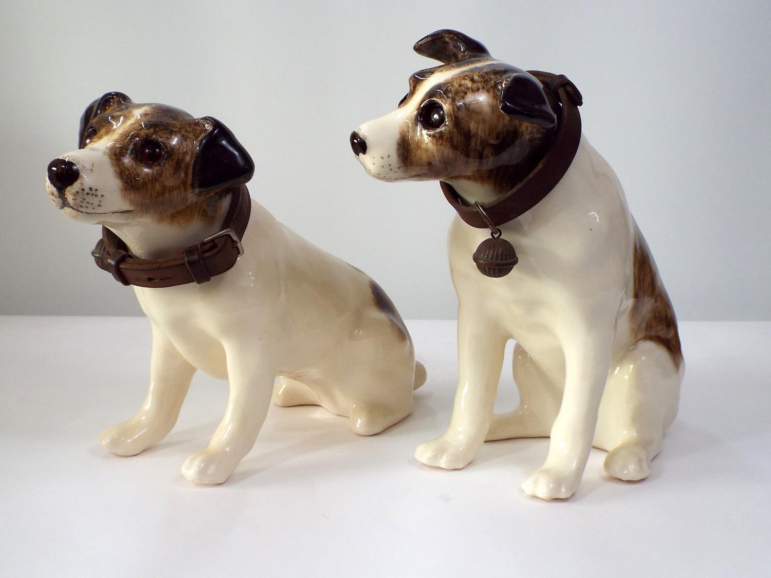 Two Winstanley models of terrier in similar pose, 32cm max