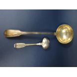 Good large Victorian silver fiddle thread soup ladle, maker Francis Higgins of The Portland Co,