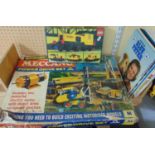 Seven Blue Peter Annuals, a boxed Lego kit, a boxed Laboratory set, together with Meccano Power