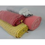 Quantity of part rolls of fabric mostly in together with a part roll of waffle ' Peony' by Coles