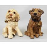 Two studio pottery figures of terriers both by Joanna Cooke, 24cm max