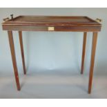 Early 20th century beech and brass twin handled bed tray