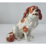 19th century Vienna porcelain model of a spaniel in a rust and white colourway with naturalistic