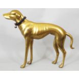 A cast brass figure of a whippet, 39cm high