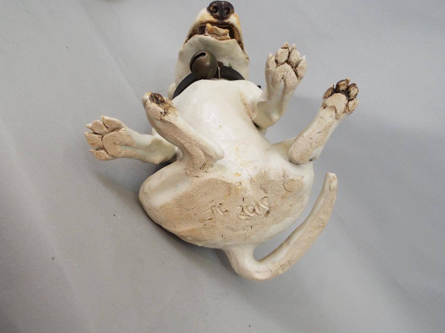 A studio pottery figure of an English bull terrier by Joanna Cooke, 25cm high - Image 4 of 4