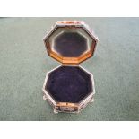 Good Indian Vizagapatam octagonal jewellery casket, the tortoiseshell with applied pierced ivory