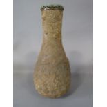 An unusual late 19th century large Doulton Lambeth vase with all over relief and incised dragon