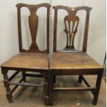 A pair of Georgian Cottage chairs with solid seats and vase shaped splats
