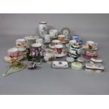 A collection of small decorative ceramics including Royal Worcester reproduction cabinet cups and