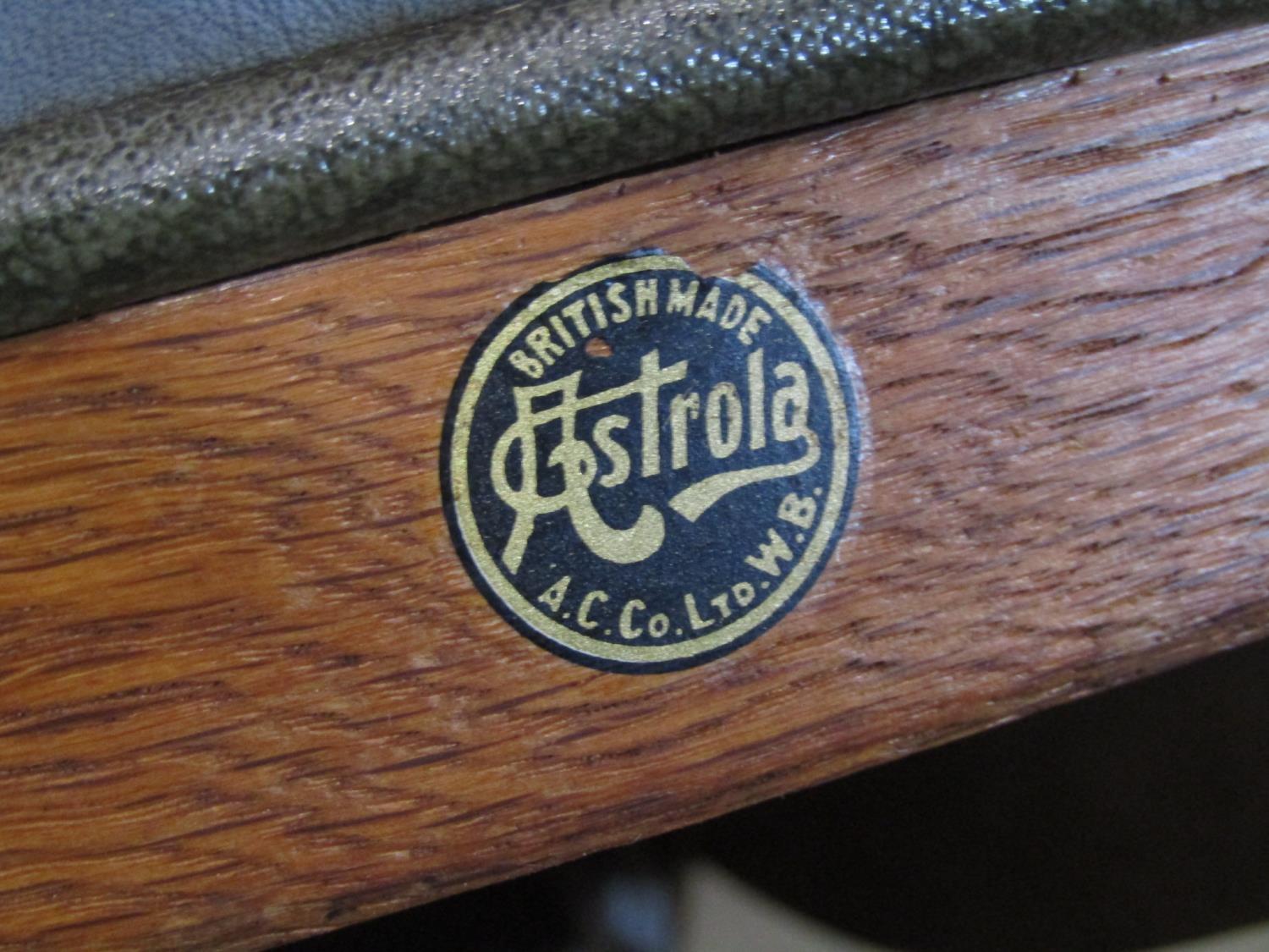 A vintage oak framed swivel office desk chair with faux leather upholstered seat and curved back - Image 3 of 4