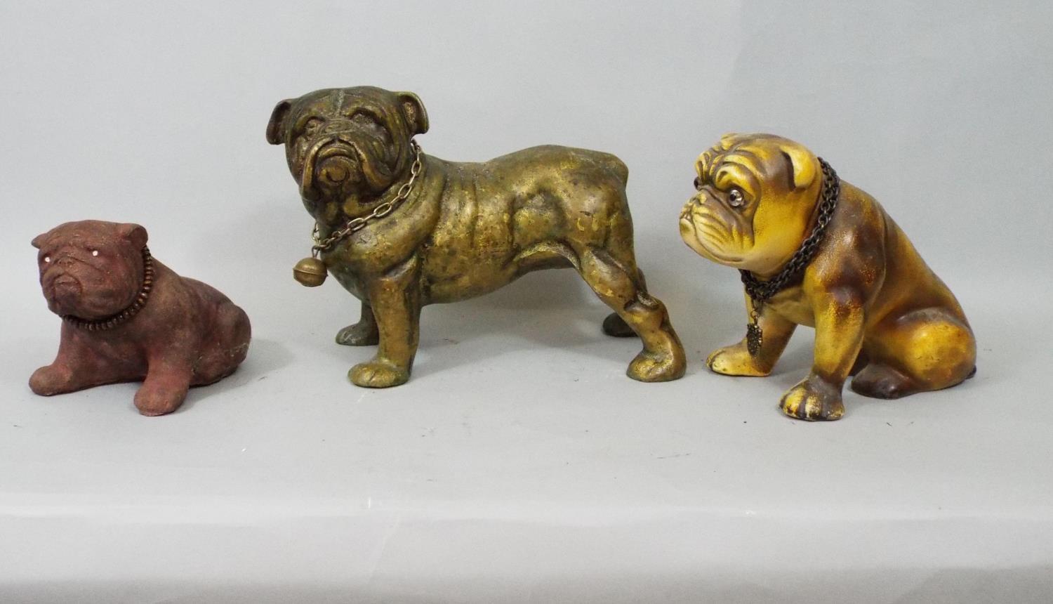 Seven figures of Bulldogs in brass, bronze, ceramic, etc 28 cm in height and smaller - Image 3 of 3