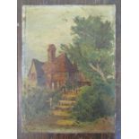 J Greig (Late 19th century school) - Study of a cottage, oil on board, signed and dated 1899, 25 x