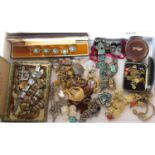 Mixed lot of costume jewellery to include an Art Nouveau style silver plated belt, two further
