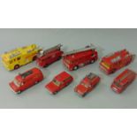 A collection of Dinky Fire Service related vehicles including an airport rescue truck,