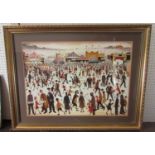 Peter Swales (British 20th/21st century) - After L S Lowry - Busy Fairground scene with numerous