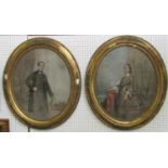 R W Salter (mid-19th century British school) - Pair of three quarter length portraits of a lady