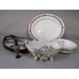 A Royal Worcester Holly Ribbons pattern bowl, 23cm, diameter, together with a matching oval meat