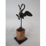 18th/19th century cast bronze figural group of a crane stood on a tortoise with a snake in its
