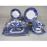 A collection of early 20th century John Steventon blue and white printed dinnerwares comprising a