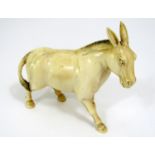 19th century Chinese ivory carving of a mule - signature to one hoof, 11cm