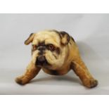 A vintage straw filled model of a Bulldog, with plush finish, 42cm long