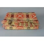 Woolen Welsh blanket, double weave and reversible in orange, gold, brown and white. 2.1 x 1.5m