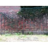 A pair of good quality heavy gauge iron work entrance gates with scrolled detail etc, approx 350