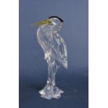 Swarovski crystal figurine of a silver heron by Adi Stocker, ref 221627, boxed