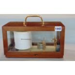 French teak cased barograph by Poitevin-Duault, with spare graph papers