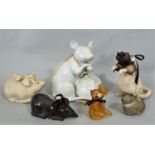 A miscellaneous collection of rats, including a Chinese glazed example showing a rat stealing