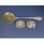 Good quality Art Nouveau style Danish silver spoon, with cast Irish handle and gilt floral bowl,