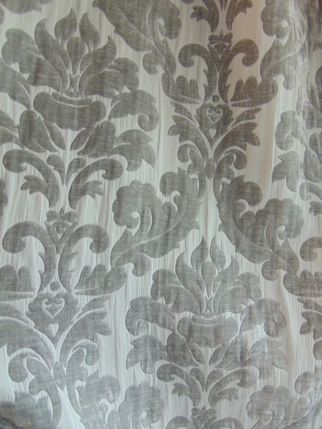 1 pair extra long good quality heavyweight curtains in pale grey/ silver with double pleat heading - Image 2 of 4