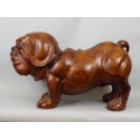 Solid carved timber figure of a Bulldog, 34 cm in height