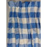 2 pairs full length curtains in blue/ white check with pencil pleat heading. Length 2.3 m. width 1.