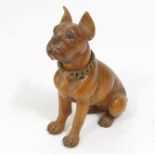 Early 20th century carved timber figure of a seated Bulldog, 10cm