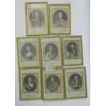A set of thirteen 18th century black and white engravings of kings and queens of England from
