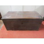 19th century camphor wood chest with brass fittings, 90cm wide