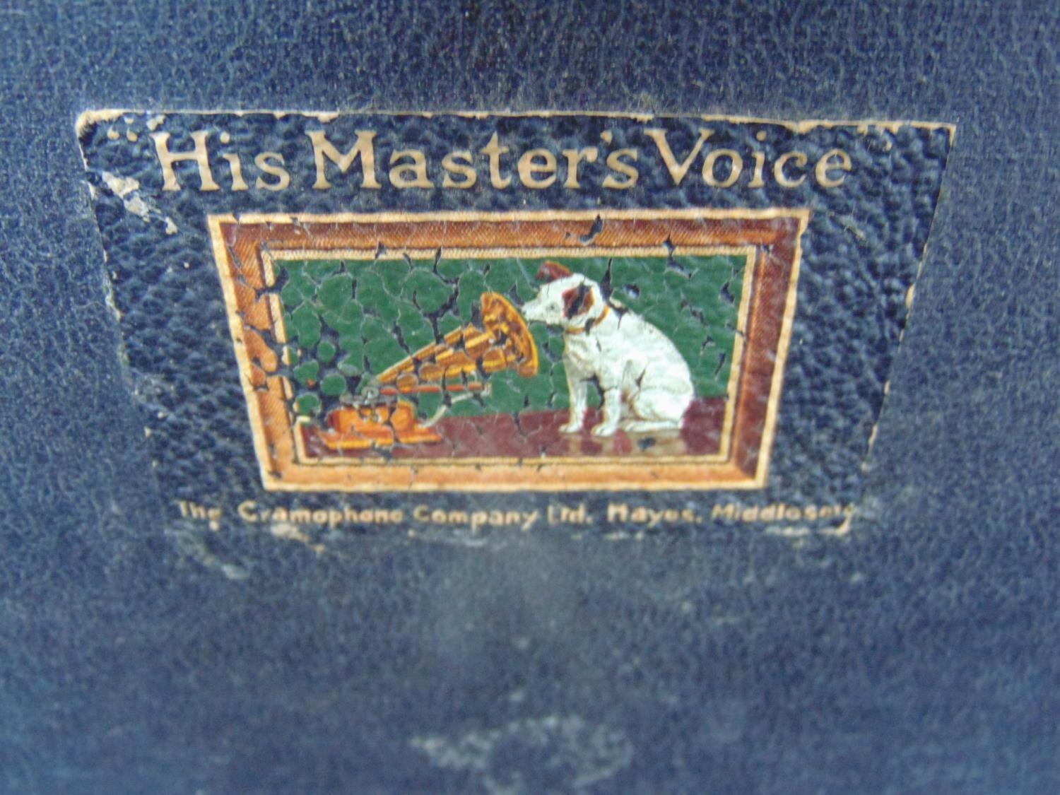 Vintage His Masters Voice leather clad gramaphone - Image 2 of 2