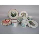 A collection of 19th century child's nursery wares comprising six mugs with various printed