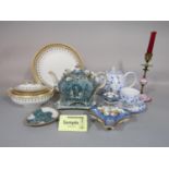 A collection of Cauldon China dinnerwares with gilt border decoration comprising oval meat plate,