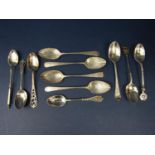 Good collection of silver novelty and good quality teaspoons to include set of four bright-cut
