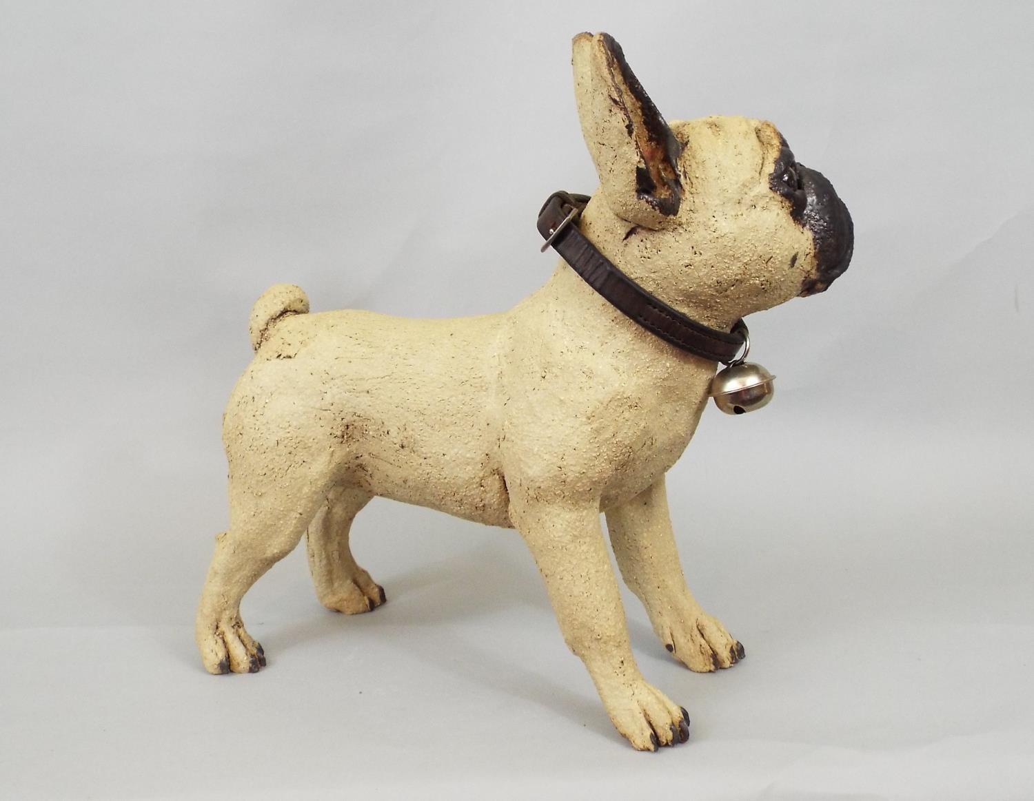 Studio pottery model of a French Bulldog standing, 30 cm height - Image 2 of 3