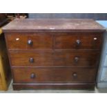A low Victorian mahogany chest of two short over two long drawers set on a moulded plinth, 104 cm